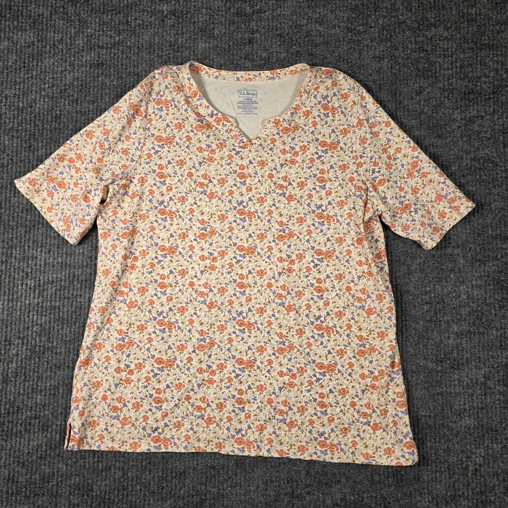 L.L.Bean Womens Tops Bundle Large XL Floral Tees Supima Cotton Lot 5
